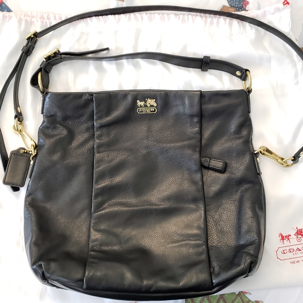 Coach Soft Leather Zip 2-way Hobo Crossbody Black